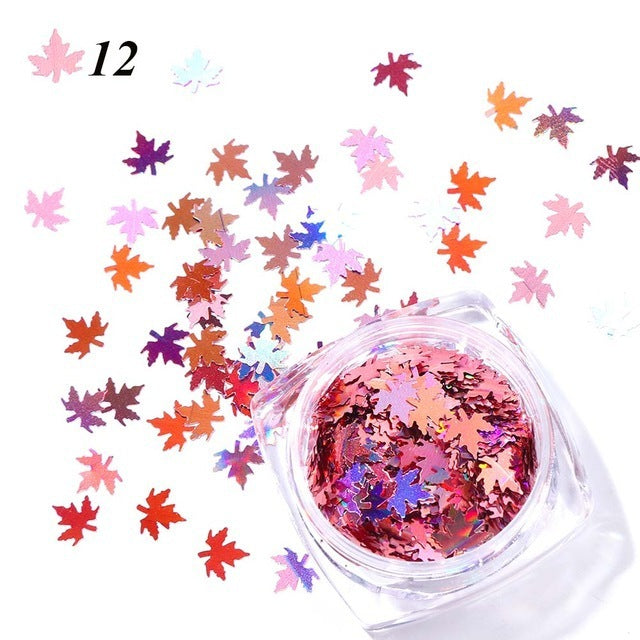 Gradient Maple Leaf Nail Sequins – Autumn Nail Art Decoration